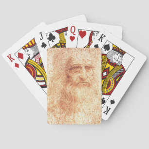 Red Chalk Leonardo da Vinci Selbstporträt Spielkarten