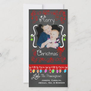Red Chalkboard Frohe Weihnachts-Weihnachtsfotokart Feiertagskarte