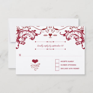 Red Chalkboard Niedlich Heart Initials Typografy U RSVP Karte