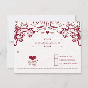Red Chalkboard Niedlich Heart Initials Typografy U RSVP Karte