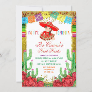 Red Charra First Birthday Fiesta Einladung