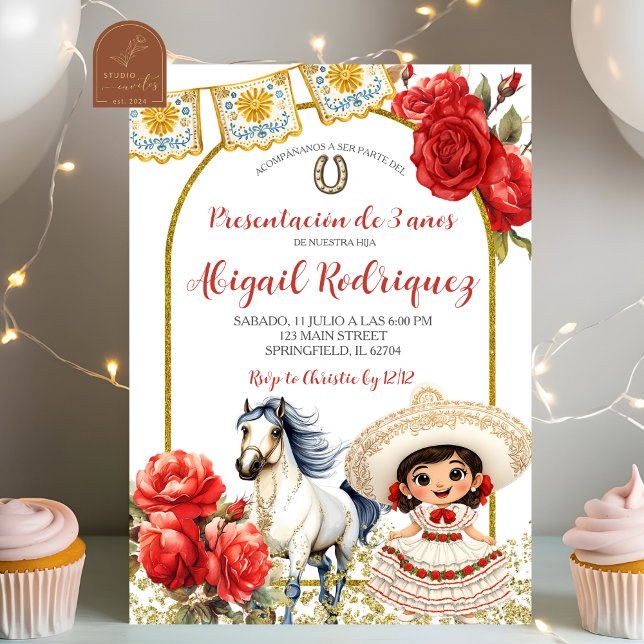 Red Charra Rose Girl Presentacion de 3 anos Invita Einladung (Von Creator hochgeladen)