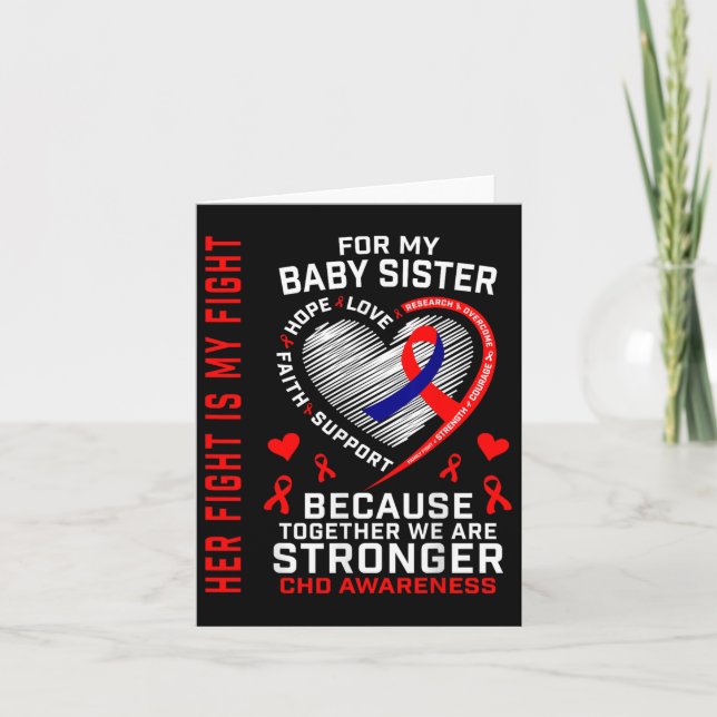 Red Chd Awareness Baby Schwester Herzerkrankung Ma Karte (Vorderseite)