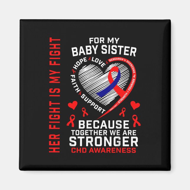 Red Chd Awareness Baby Schwester Herzerkrankung Ma Magnet (Vorne)