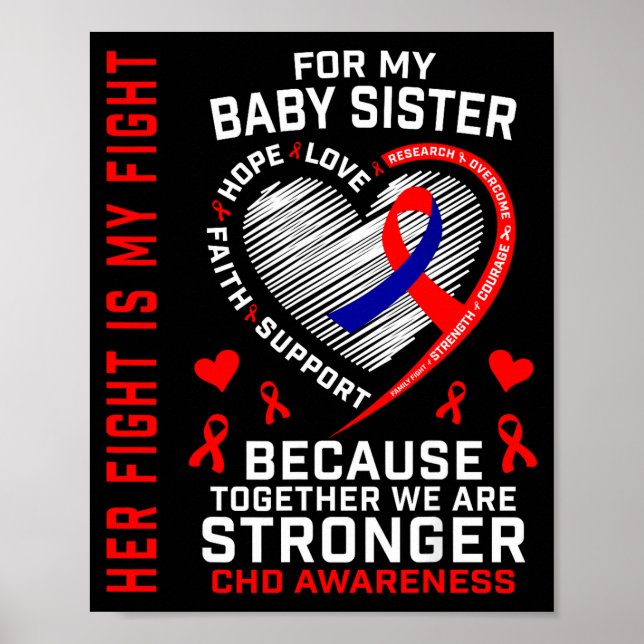 Red Chd Awareness Baby Sister Heart Disease Matchi Poster (Vorne)