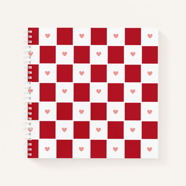 Red Checked Liebe Notebook Notizbuch (Vorderseite)