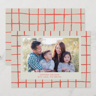 Red Checked Niedlich Foto Holiday Card Einladung