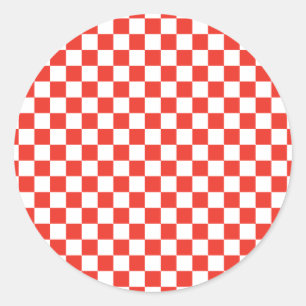 Red Checkerboard Runder Aufkleber