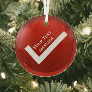 Red Checkmark Symbol Weihnachten Ornament Aus Glas