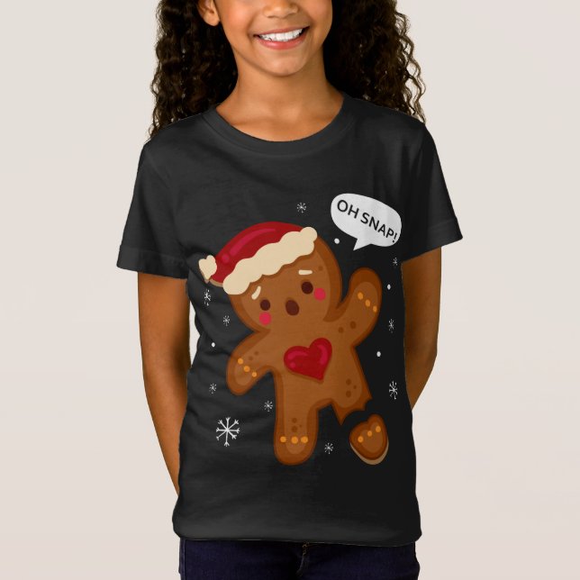 Red Cheeks Oh Snap Broken Gingerbread Santa T-Shirt (Vorderseite)