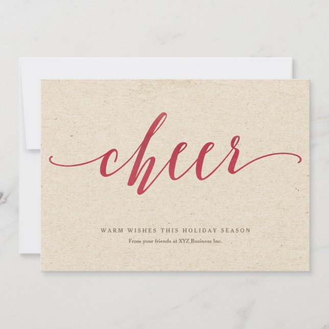 Red Cheer Script Feiertagskarte (Vorderseite)