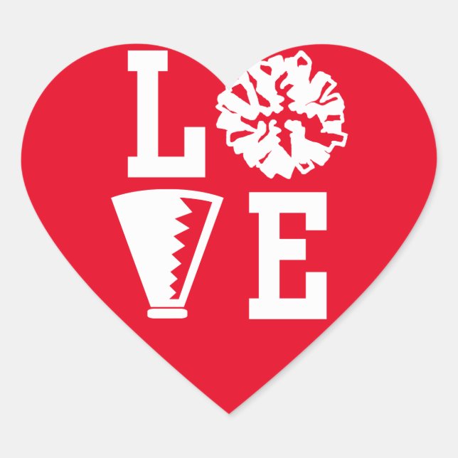 Red Cheerleader Liebe Herz Herz-Aufkleber (Vorderseite)