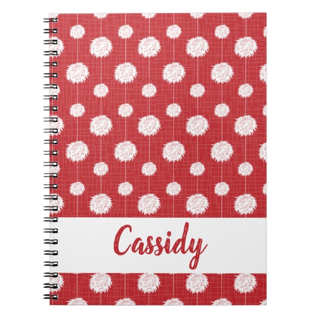 Red Cheerleader Pom Pom Muster Notizblock (Vorderseite)