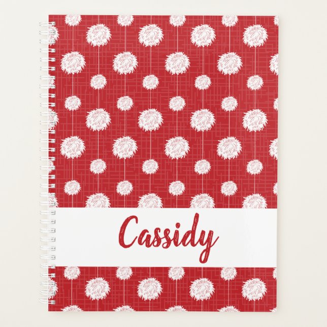 Red Cheerleader Pom Pom Muster Planer (Vorderseite)