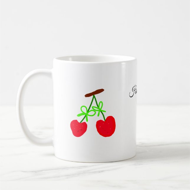 Red Chergreen bow add name date baby Dusche Kaffeetasse (Links)