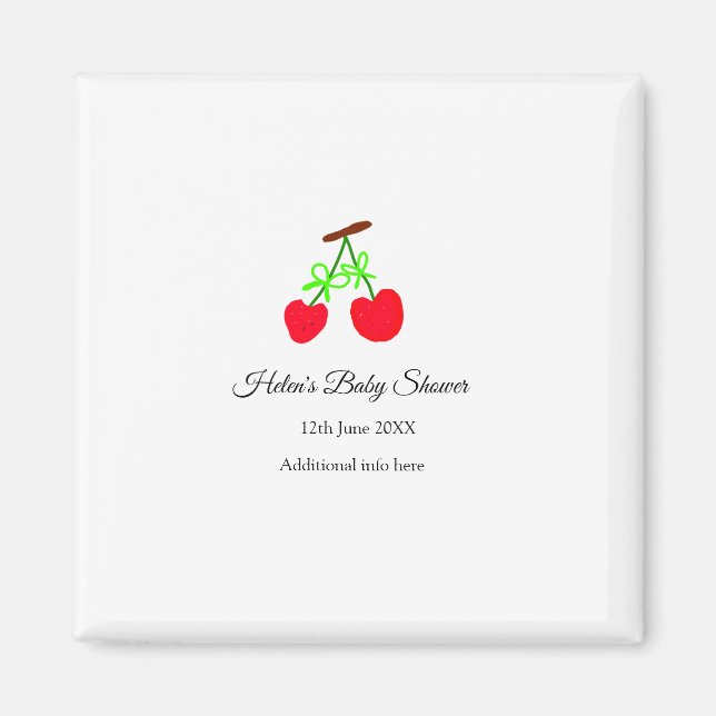 Red Chergreen bow add name date baby Dusche Magnet (Vorne)