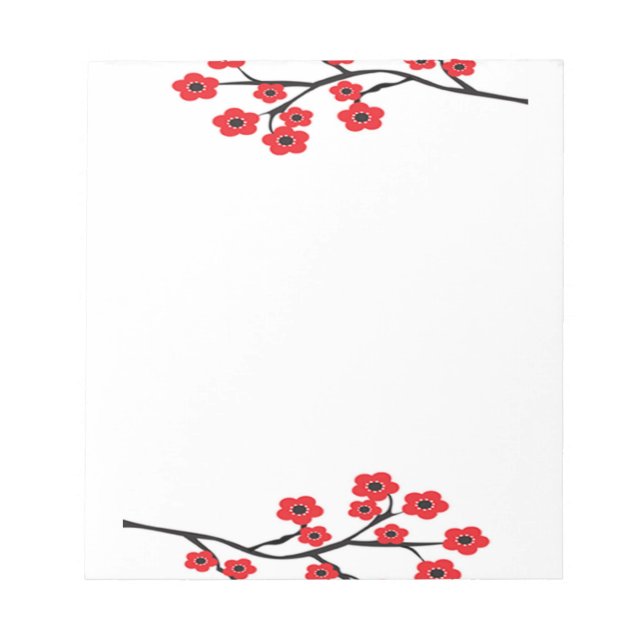 Red Cheroms Blossoms Notepad Notizblock (Vorderseite)