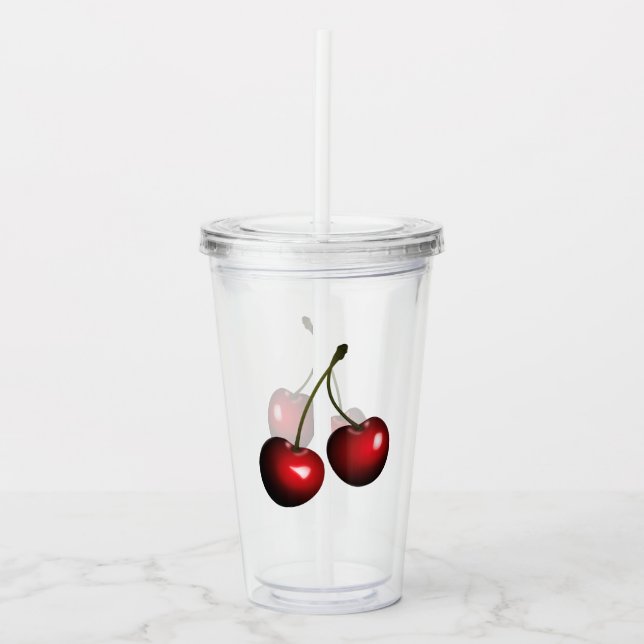 Red Cherries Acrylic Tumbler Sweet Cherry Acryltrinkbecher (Vorderseite)