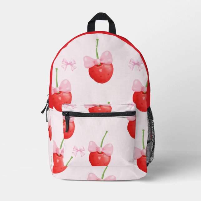 RED CHERRIES BACK TO SCHOOL BEDRUCKTER RUCKSACK (Vorderseite)