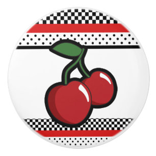 Red Cherries Black Custom Retro Glam Dekoration Keramikknauf