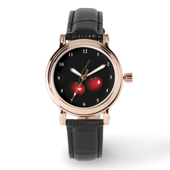 Red Cherries Black Watch Armbanduhr (Vorderseite)