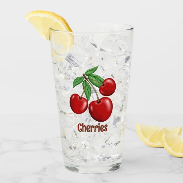 Red Cherries Cluster Design Personalisiert Glas (Vorderseite Ice)