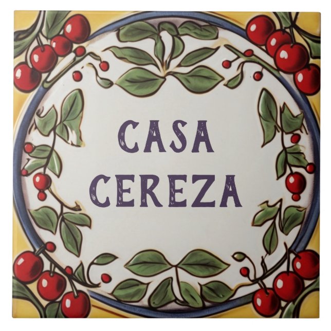 Red Cherries Custom House Name Plate Plaque Schild Fliese (Vorderseite)