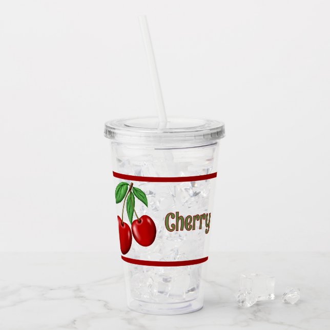 Red Cherries Design Personalisiert Acryltrinkbecher (Vorderseite Ice)