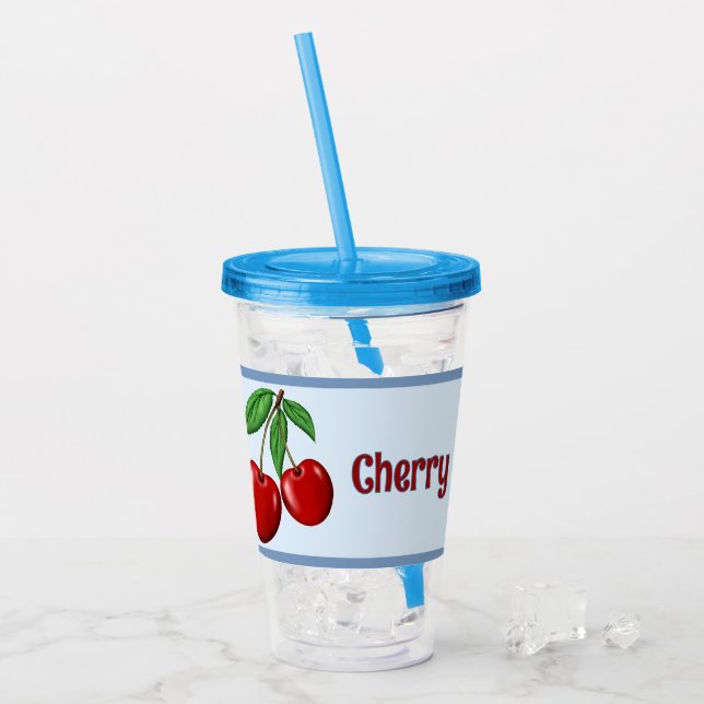 Red Cherries Design Personalisiert Acryltrinkbecher (Vorderseite Ice)
