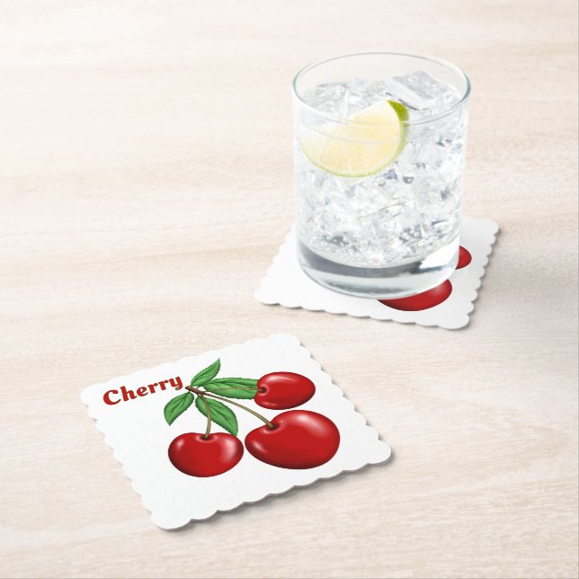 Red Cherries Design Personalisiert Untersetzer (Vor Ort)