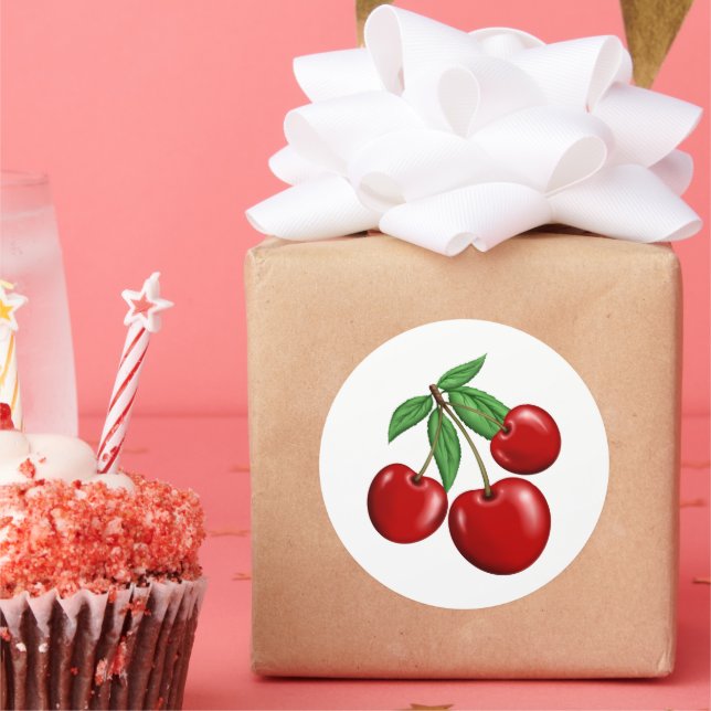 Red Cherries Fruchtspass Runder Aufkleber (Party)