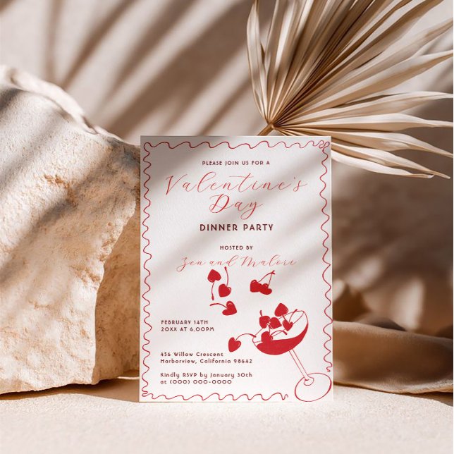 Red Cherries in Martini – Valentine’s Day Party Einladung (Von Creator hochgeladen)