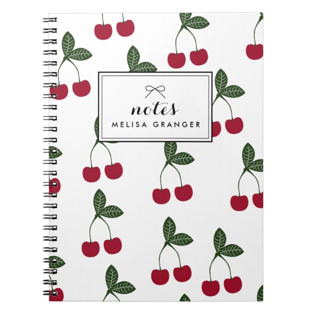 Red Cherries Muster Personalisiertes Notebook Notizblock (Vorderseite)