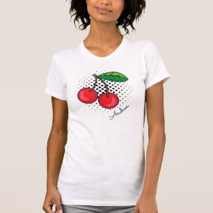 Red Cherries Retro Popart Halftone Frucht T-Shirt