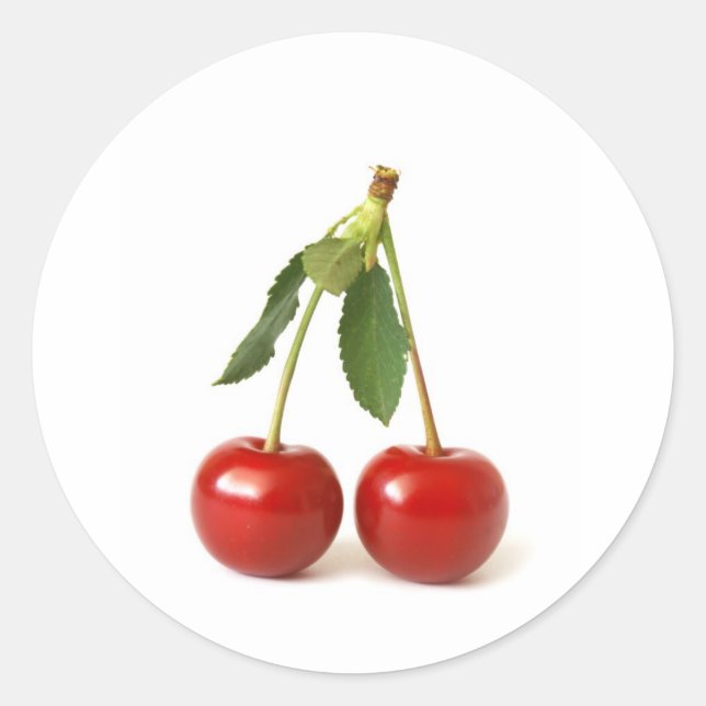 Red Cherries Runder Aufkleber (Vorderseite)