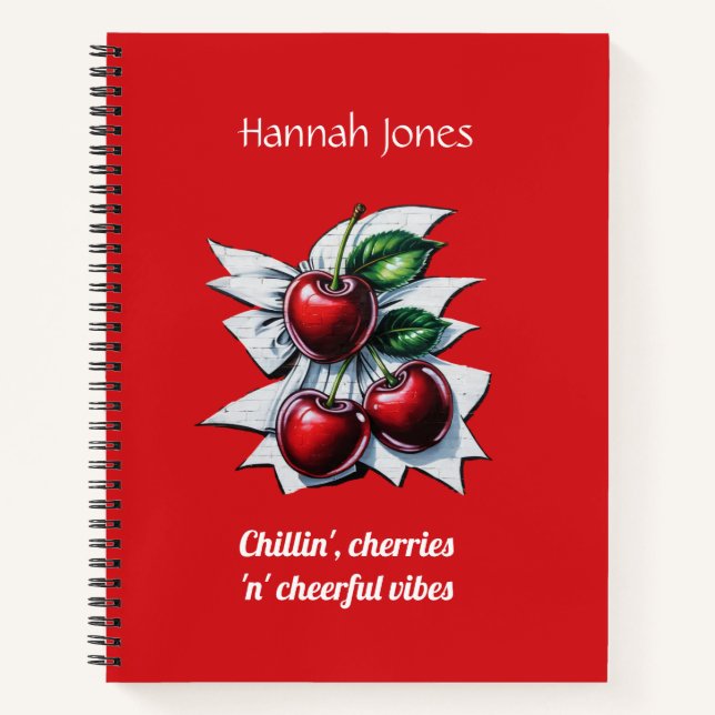 Red Cherries Street Art Personalisiert Student Notizbuch (Vorderseite)