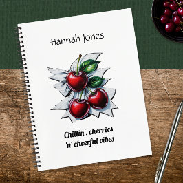 Red Cherries Street Art Personalisiert Student Whi Notizbuch
