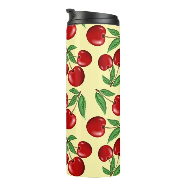 Red Cherries übers Muster nach Maß Thermosbecher (Nach rechts gedreht)