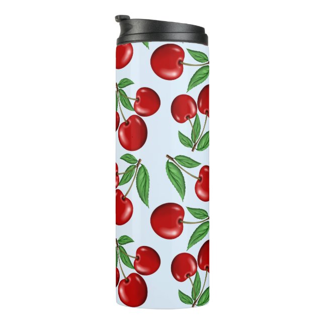 Red Cherries übers Muster nach Maß Thermosbecher (Nach rechts gedreht)