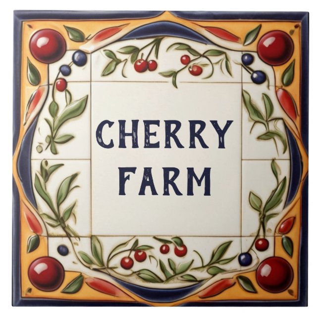 Red Cherry Art Custom House Name Plate Plaque Schi Fliese (Vorderseite)