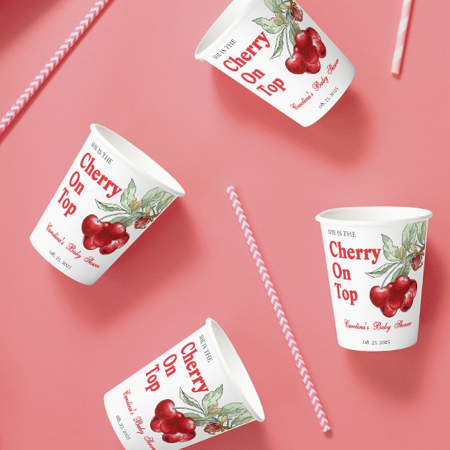 Red Cherry auf Top Baby Dusche Pappbecher (Von Creator hochgeladen)