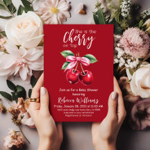 Red Cherry auf Top Coquette Pink Bow Baby Dusche