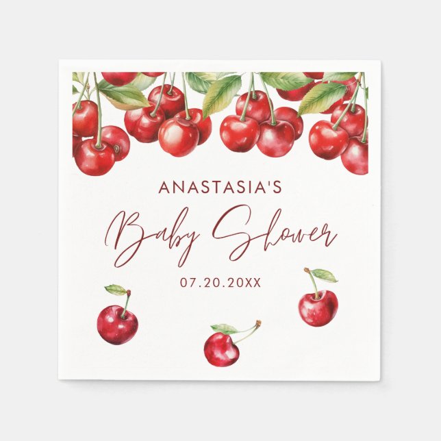 Red Cherry Baby Dusche Serviette (Vorderseite)