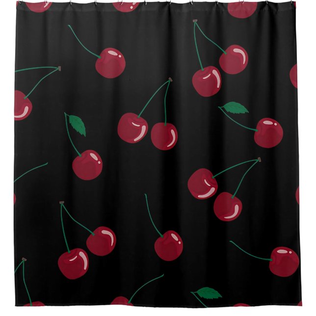 Red Cherry Black Dusche Vorhang (Vorderseite)