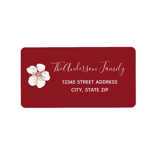Red Cherry Blossom - Adressetikett (Vorne)