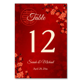 Red Cherry Blossom Chinese Wedding Tischnummer