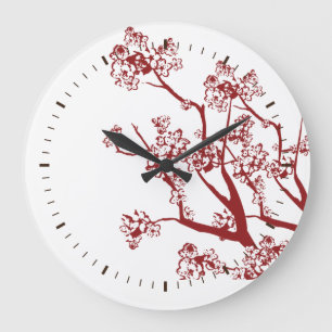 Red Cherry Blossom Custom Wall Clock Große Wanduhr