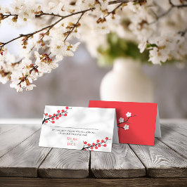 Red Cherry Blossom Hochzeit Platzkarte