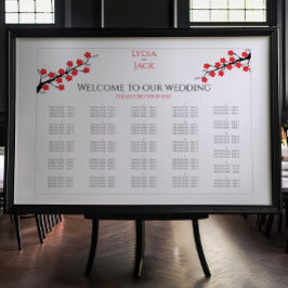 Red Cherry Blossom Hochzeit Poster