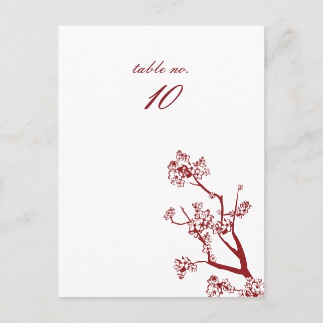 Red Cherry Blossom Hochzeitstisch-Platzkarten Postkarte (Vorderseite)
